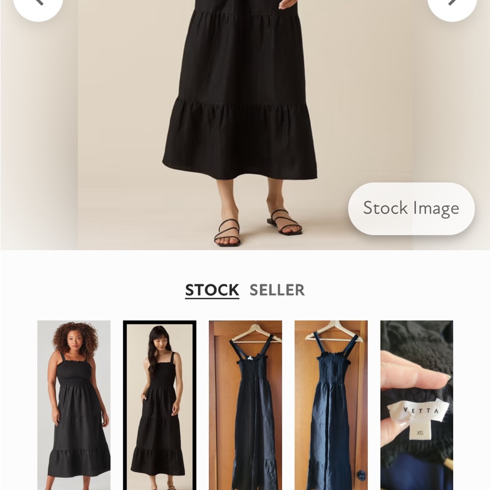 😎NWOT VETTA☀️SMOCKED TIERED CONVERTIBLE DRESS BLACK XS/S LINEN/TENCEL